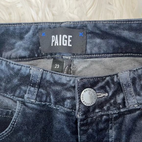 PAIGE Verdugo Ultra Skinny Velvet Pants Midnight Slate Casual Women’s 23 - Picture 6 of 12